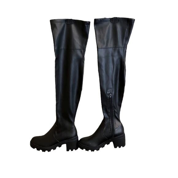 JF Just Fab Boots Women's Size 6 Black Jordane Over-The-Knee Chunky Heel Y2K - Picture 11 of 13